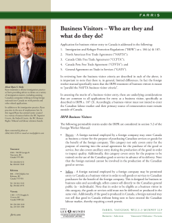 Business Visitors &ndash; Who are they and what do they do?