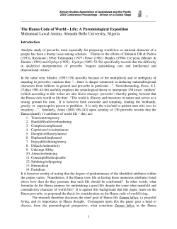 The Hausa Code of World - Life: A Paremiological Exposition