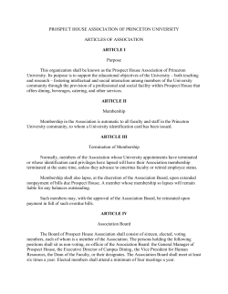 PROSPECT HOUSE ASSOCIATION OF PRINCETON UNIVERSITY