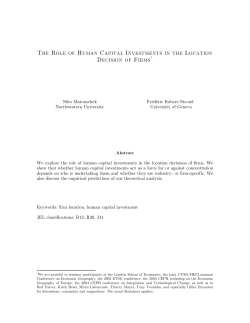 The Role of Human Capital Investments in the Location Decision of
