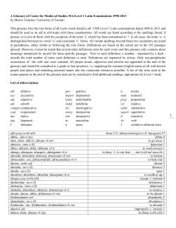 Level 1 Latin Glossary - Centre for Medieval Studies