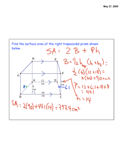 Find the surface area of the right trapezoidal prism shown below.