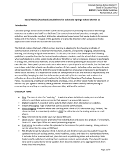 Social Media Guidelines for D11 - Colorado Association of School