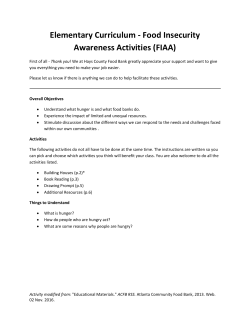 Elementary Curriculum - Food Insecurity Awareness Activities (FIAA)