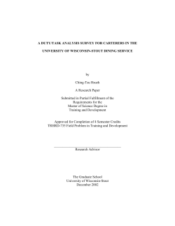 a duty/task analysis survey for carters in the - UWStout