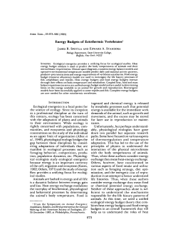 Energy Budgets of Ectothennic Vertebrates1