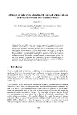 Diffusion on networks: Modelling the spread of innovations and