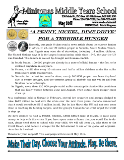 “A PENNY, NICKEL, DIME DRIVE” FOR A TERRIBLE hUNGER