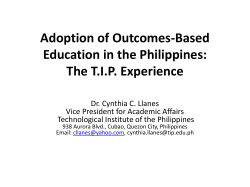 Adoption of Outcomes-Based Education in the Philippines: The T.I.P.