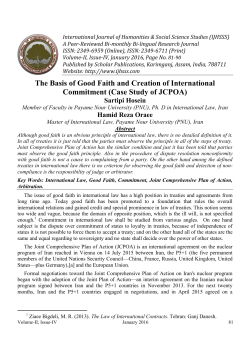 The Basis of Good Faith and Creation of International Commitment