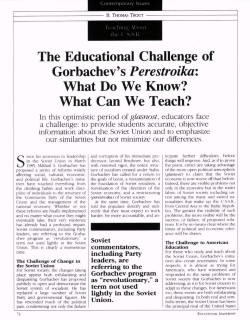 The Educational Challenge of Gorbachev`s Perestroika