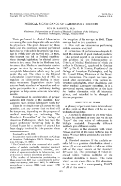MEDICAL SIGNIFICANCE OF LABORATORY RESULTS Tests
