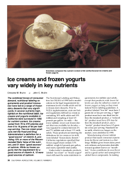 Ice creams and frozen yogurts vary widely in key nutrients
