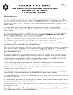 Used Motor Vehicle Dealer License Application Form