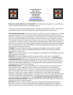 Lodging Procedures - Huzzah Valley Resort