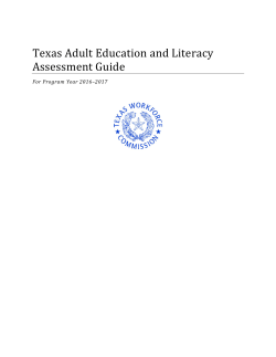 Texas Adult Education and Literacy Assessment Guide For Program