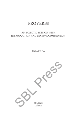 proverbs - Society of Biblical Literature