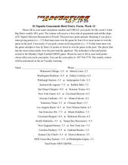 El Tapatio Guacamole Bowl Entry Form, Week 12