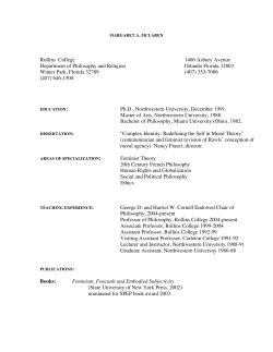 Rollins College 1406 Asbury Avenue Department of Philosophy and