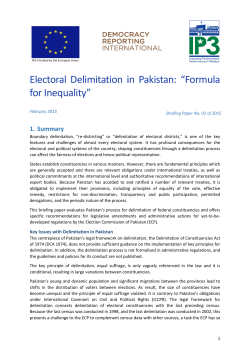 Delimitation in Pakistan - Democracy Reporting International