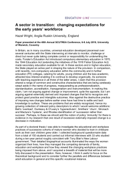 changing expectations for the early years` workforce