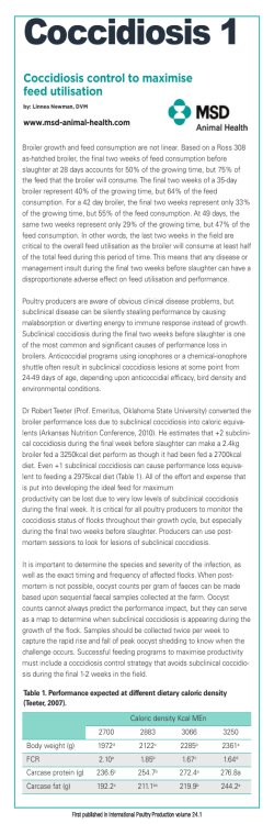 Coccidiosis A closer look into Coccidiosis. MSD Animal Health