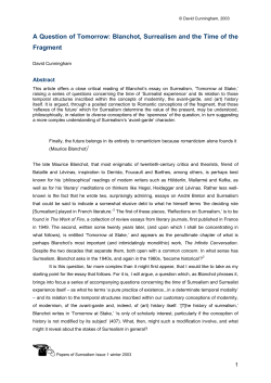 A Question of Tomorrow : Blanchot, Surrealism