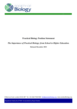 Practical Biology Position Statement The Importance of Practical