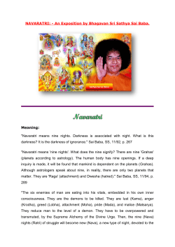NAVARATRI: - An Exposition by Bhagavan Sri Sathya Sai Baba