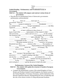 Guided Reading Parliamentary and Presidential Forms of Govern