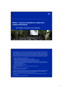 Roche - Long term priorities in a short term market environment
