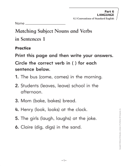 Matching Subject Nouns and Verbs in - Macmillan/McGraw-Hill