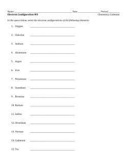 Electron configuration WS - coleman honors chemistry