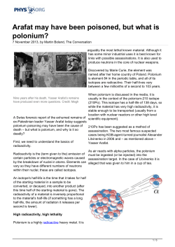 Arafat may have been poisoned, but what is polonium?