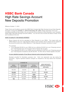 HSBC Bank Canada High Rate Savings Account New