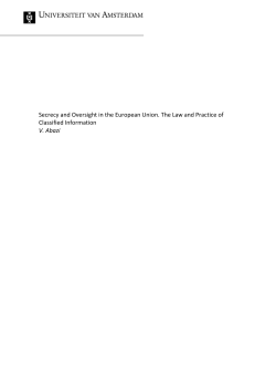 Secrecy and Oversight in the European Union. The Law and