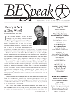 Money is Not a Dirty Word! - Baltimore Ethical Society