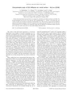 First-principles study of H2O diffusion on a metal surface: H2O
