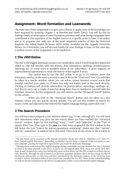 Assignment: Word Formation, Loan-words