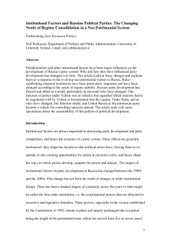 Institutional Factors and Russian Political Parties