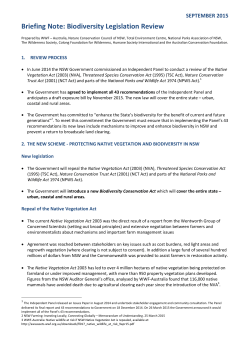 Briefing Note: Biodiversity Legislation Review