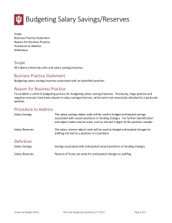 Budgeting Salary Savings/Reserves