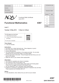 Functional Mathematics Question paper Level 01 June 2013