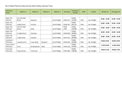Isle of Wight Pharmacy May Summer Bank Holiday Opening Times