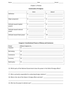 Chapter 11 Review Construction of Congress Strict Liberal