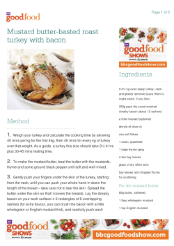 Mustard butter-basted roast turkey with bacon