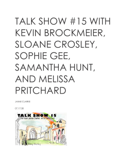 talk show #15 with kevin brockmeier, sloane crosley