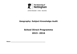 Geography: Subject Knowledge Audit School Direct Programme