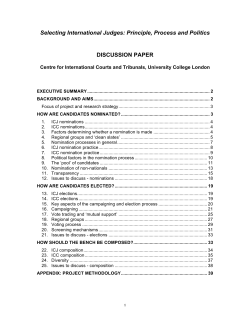 Discussion Paper Selecting International Judges