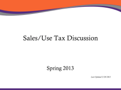 Sales/Use Tax Discussion